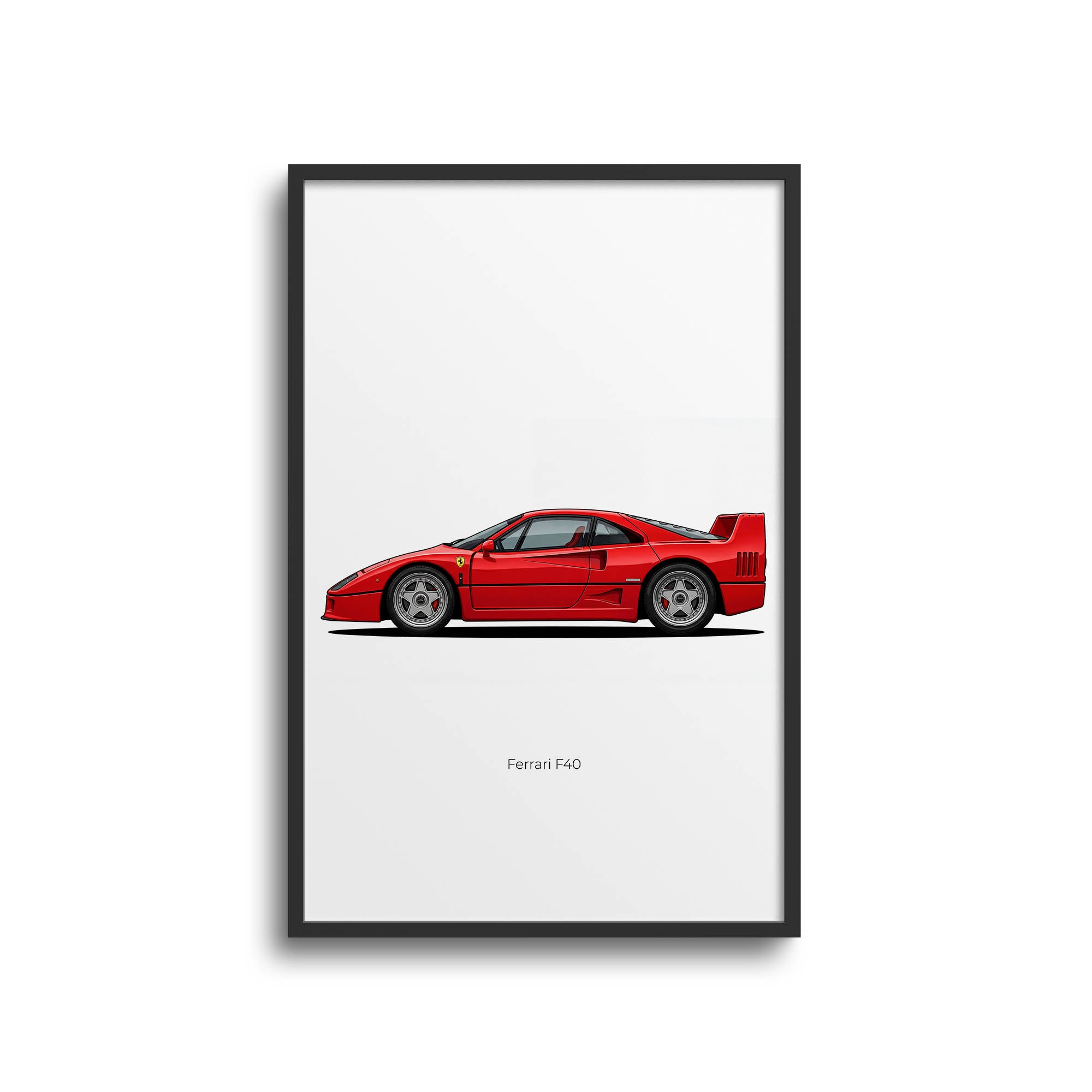 Ferrari F40 Poster - 1987 Rosso Corsa Red Sports Car Art Print