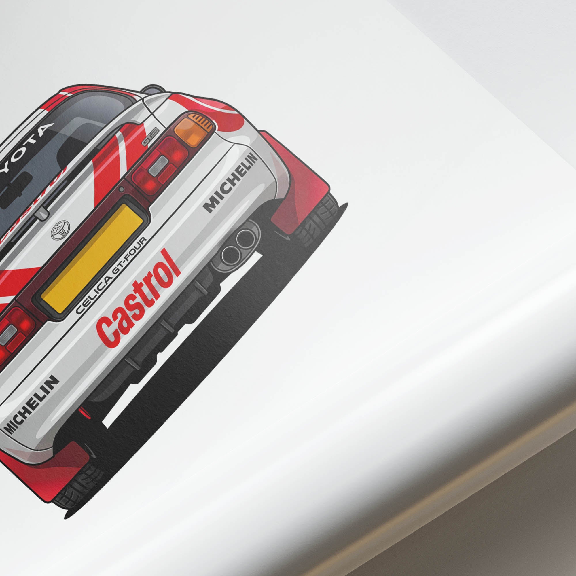 Toyota Celica Poster - 1990 Celica GT4 Rally Car Print With White And Red Livery