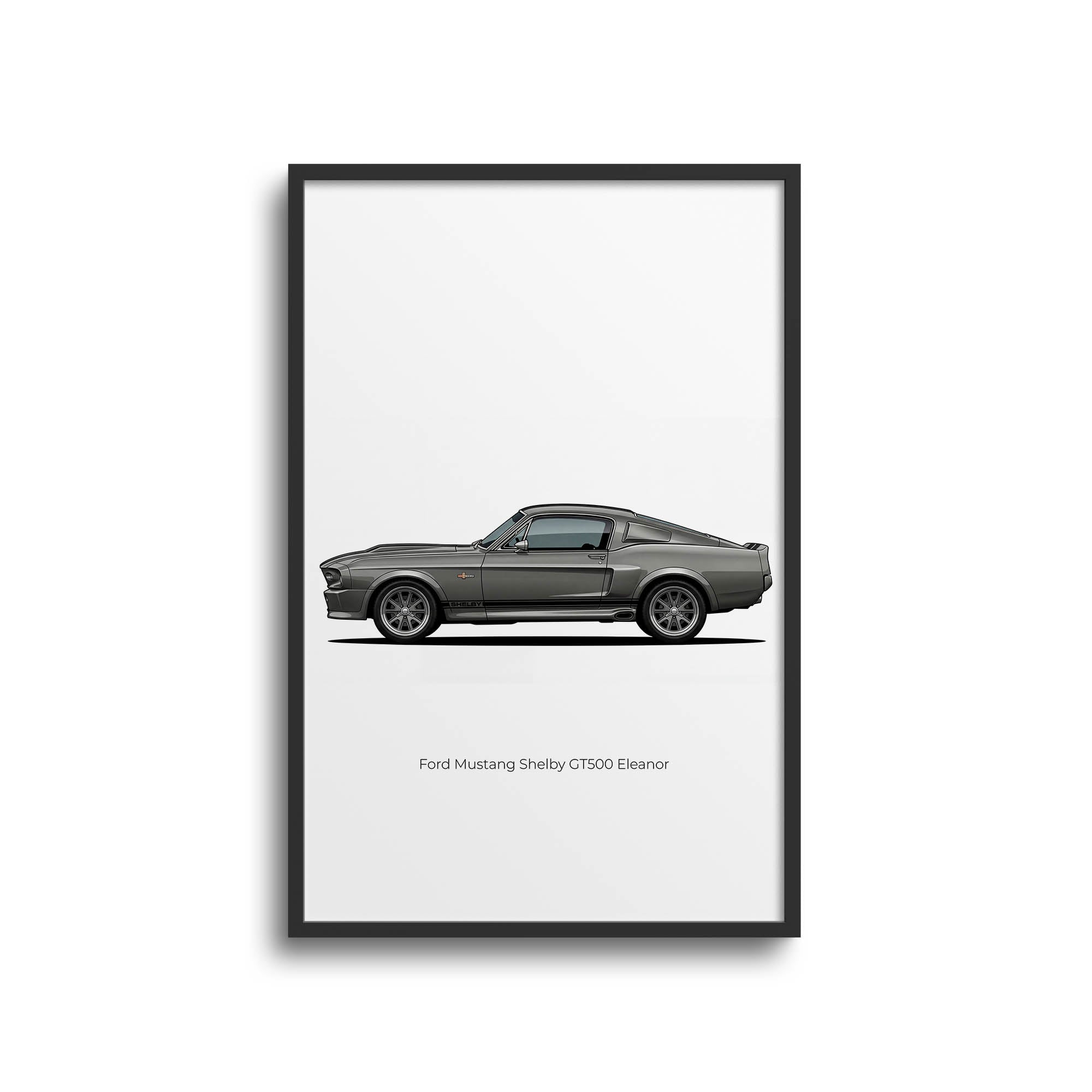 1967 Ford Mustang Shelby GT500 Poster – Eleanor Pepper Grey Metallic Side View