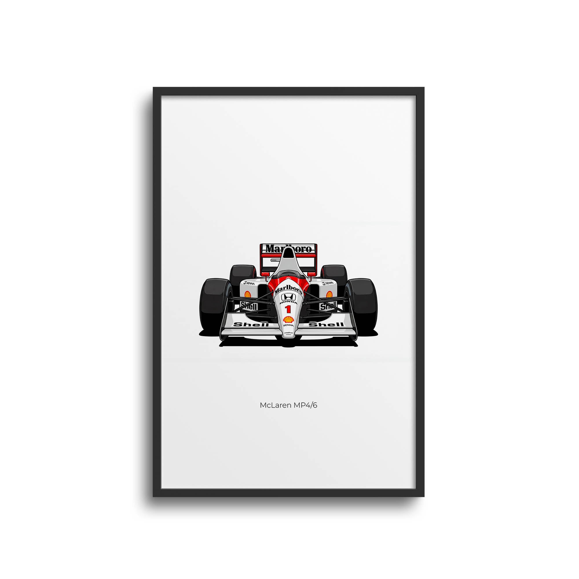 Mclaren Mp4 6 Poster - Ayrton Senna 1991 F1 Car Front View Red White Livery