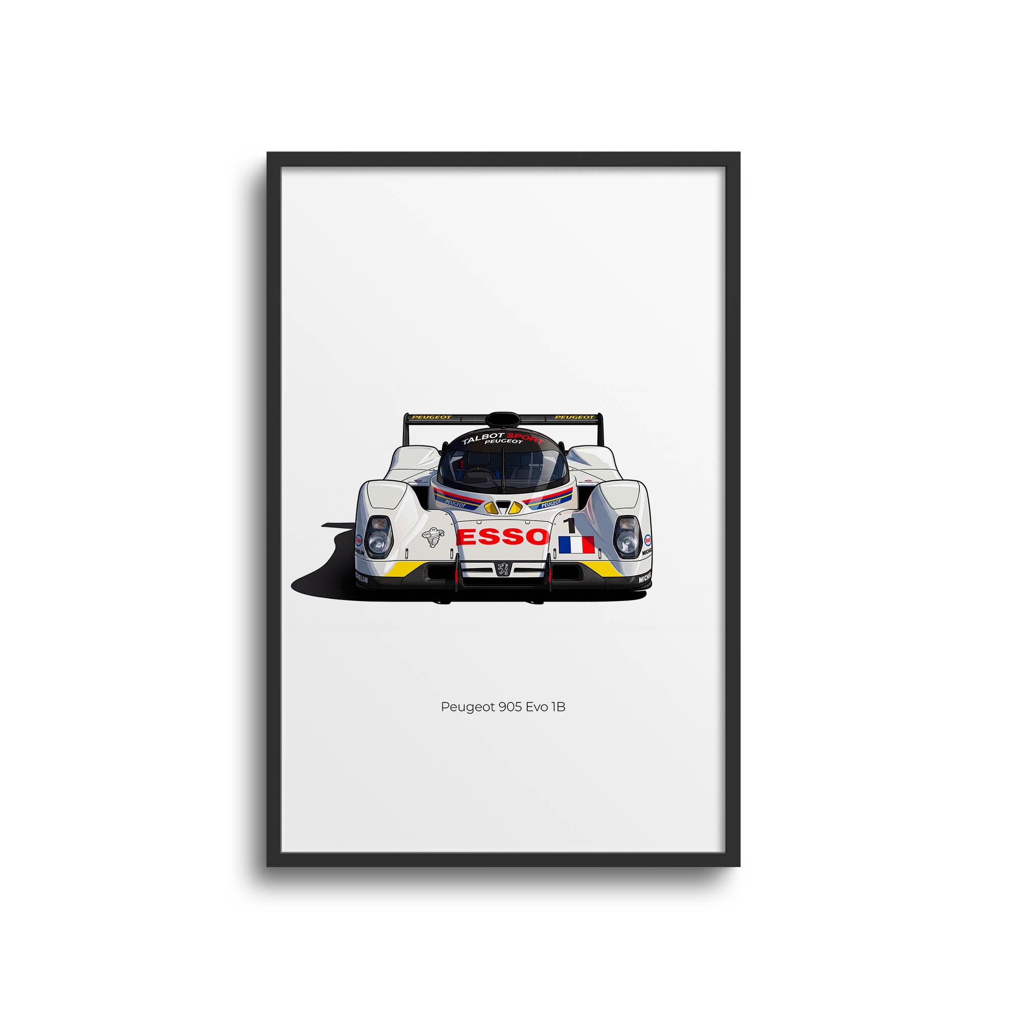Peugeot 905 Poster – 1992 Peugeot Talbot Sport White Livery Race Car Print