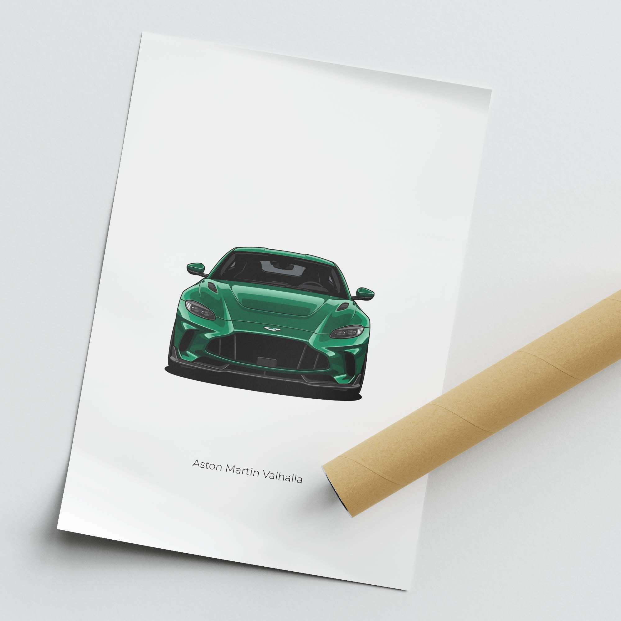 Aston Martin Valhalla Poster - 2024 British Racing Green Front View Print
