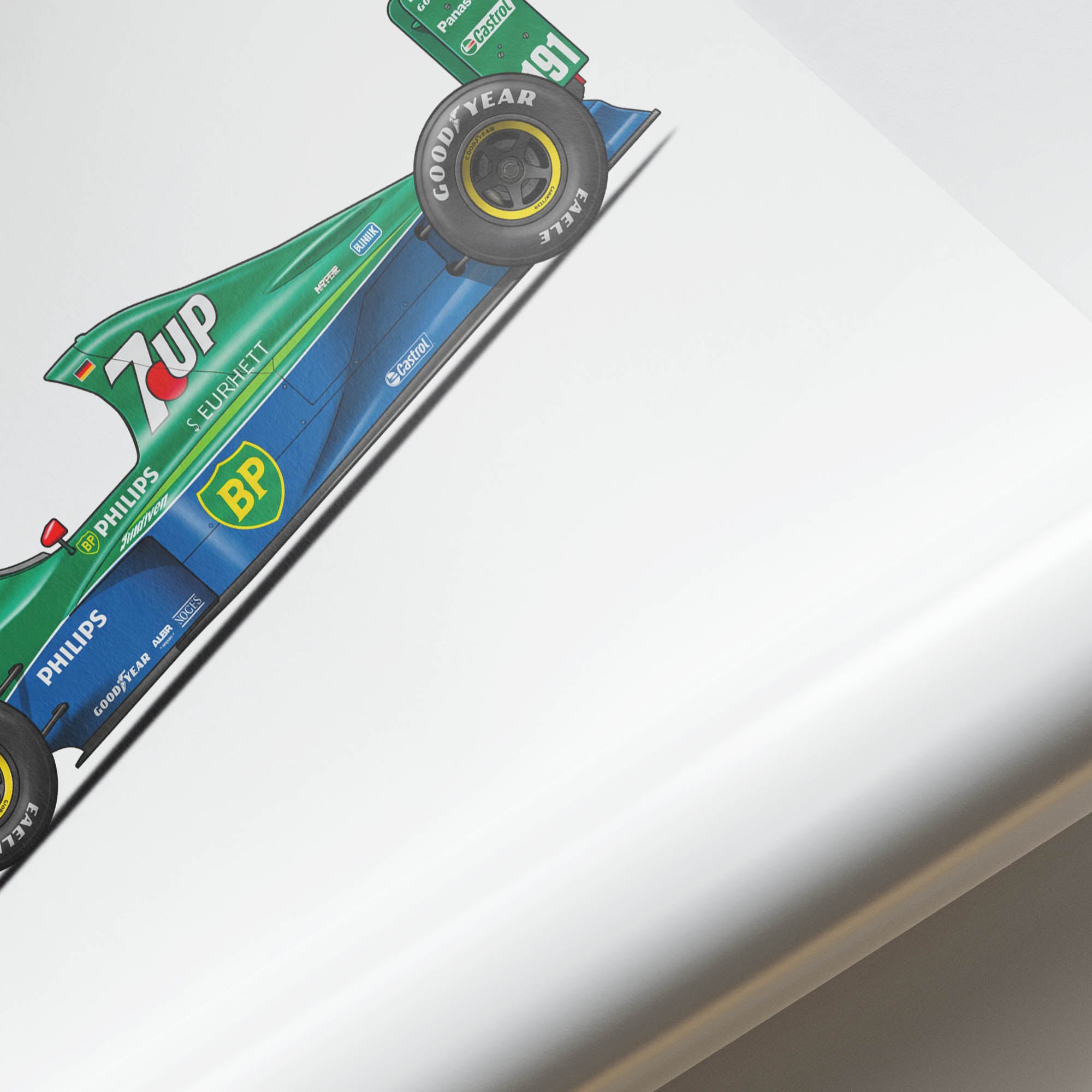 Jordan 191 Poster - Michael Schumacher 7Up Green Livery F1 Racing Print