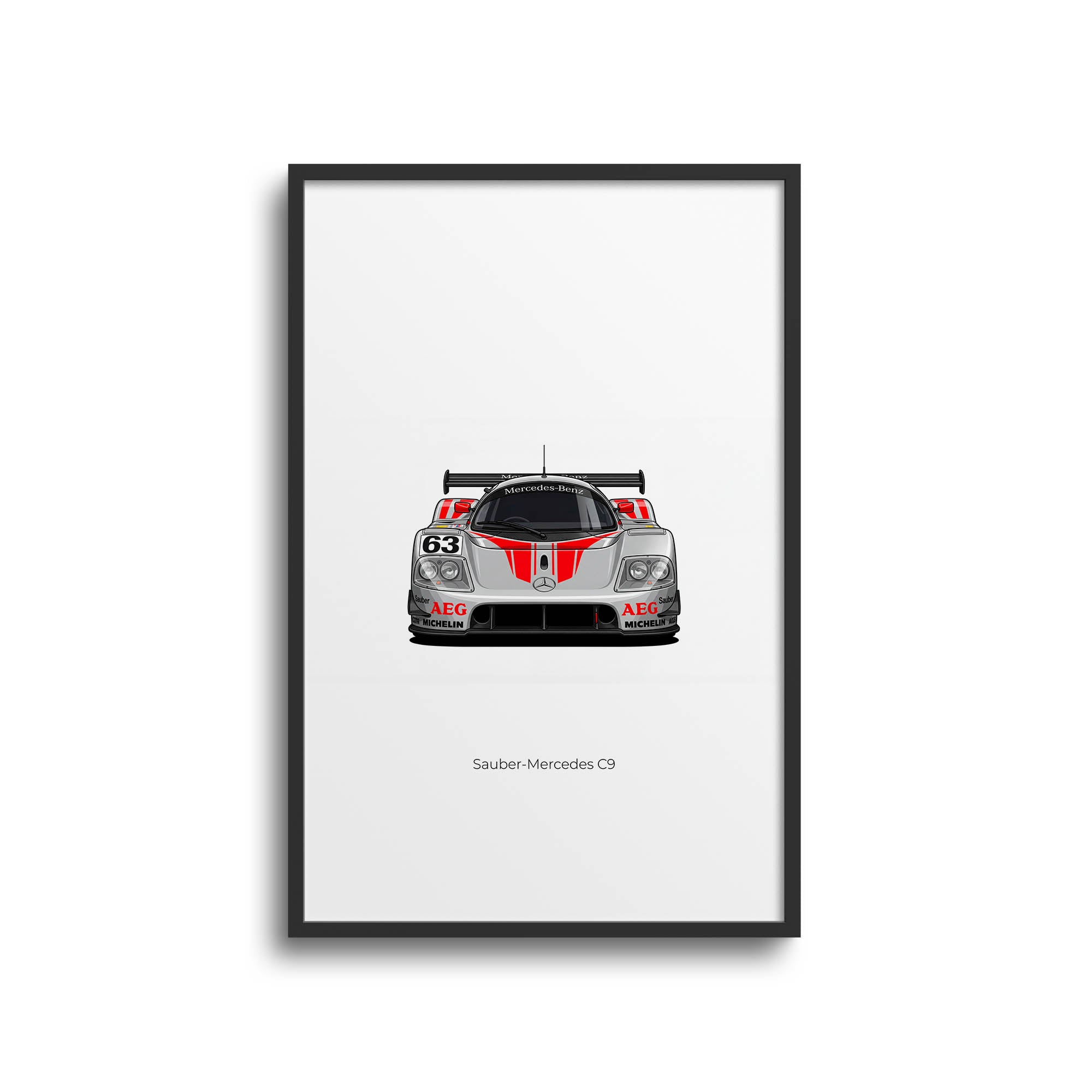 Sauber Mercedes C9 Poster – 1989 Silver Arrow Racing Car Artwork Print