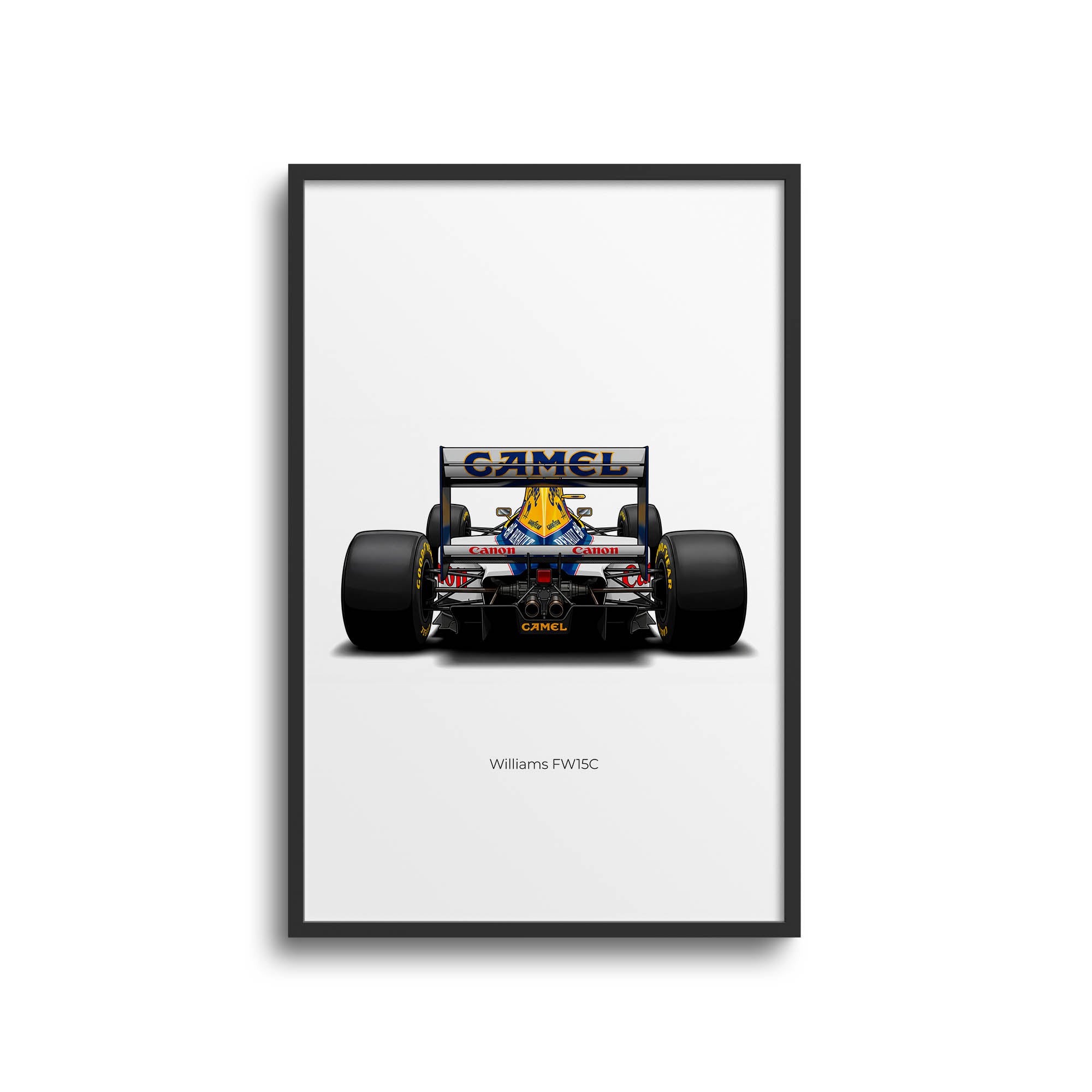 Williams FW15C Poster - 1993 F1 Racing Wall Art Featuring Alain Prost Back View