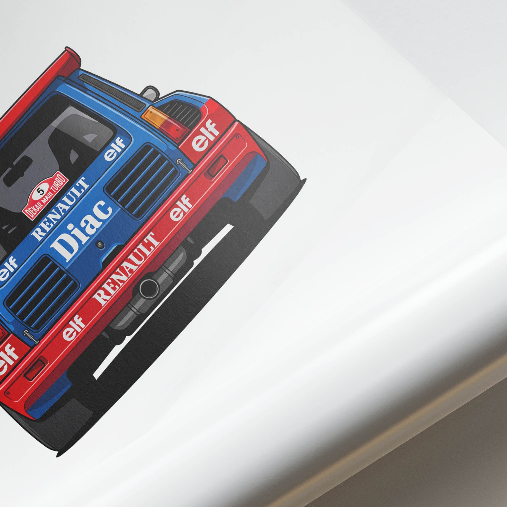 Renault 5 Maxi Turbo Poster – 1985 Rally Car Print With Blue Red Livery Art