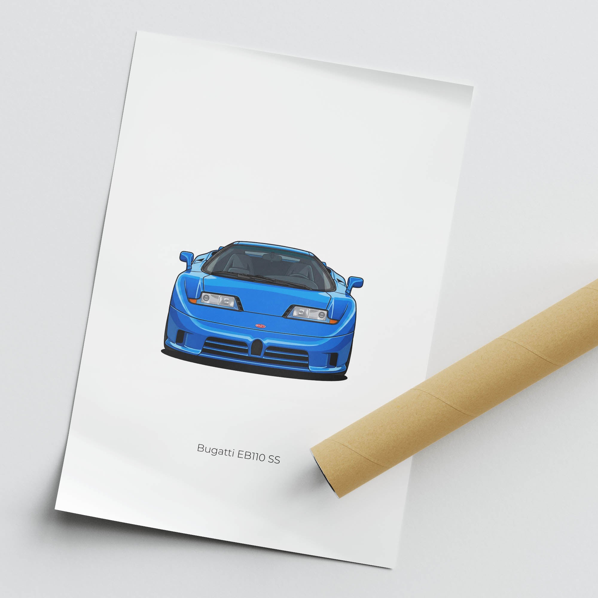 Bugatti Eb110 Poster - 1991 French Racing Blue Classic Car Print