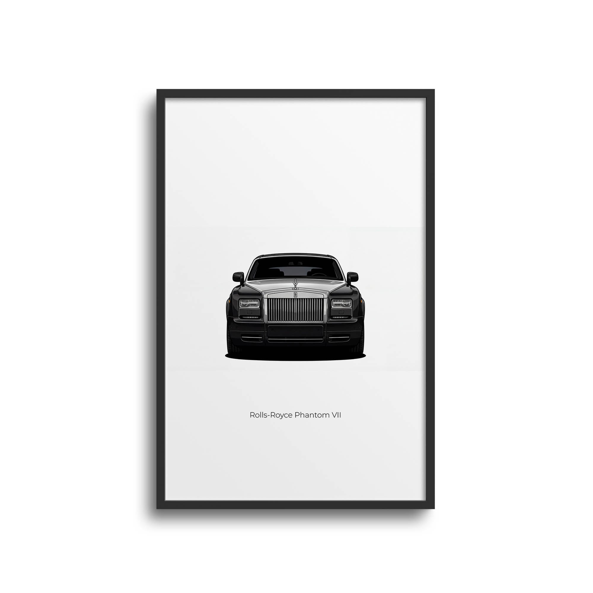 Rolls Royce Phantom VII Black Silver Car Poster - Luxury Vehicle Artwork Print