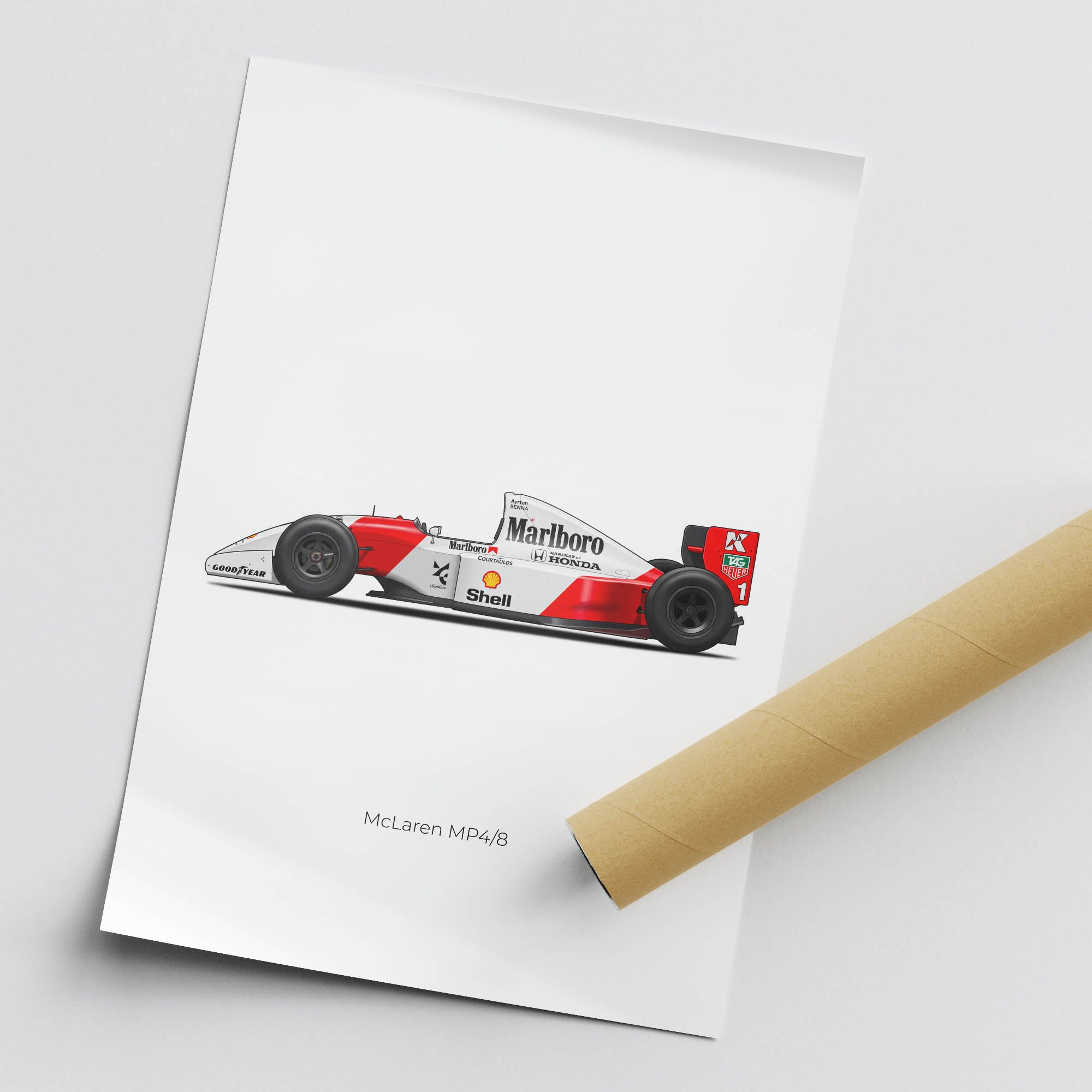 1993 McLaren MP4 8 Ayrton Senna – Car Print (Side)