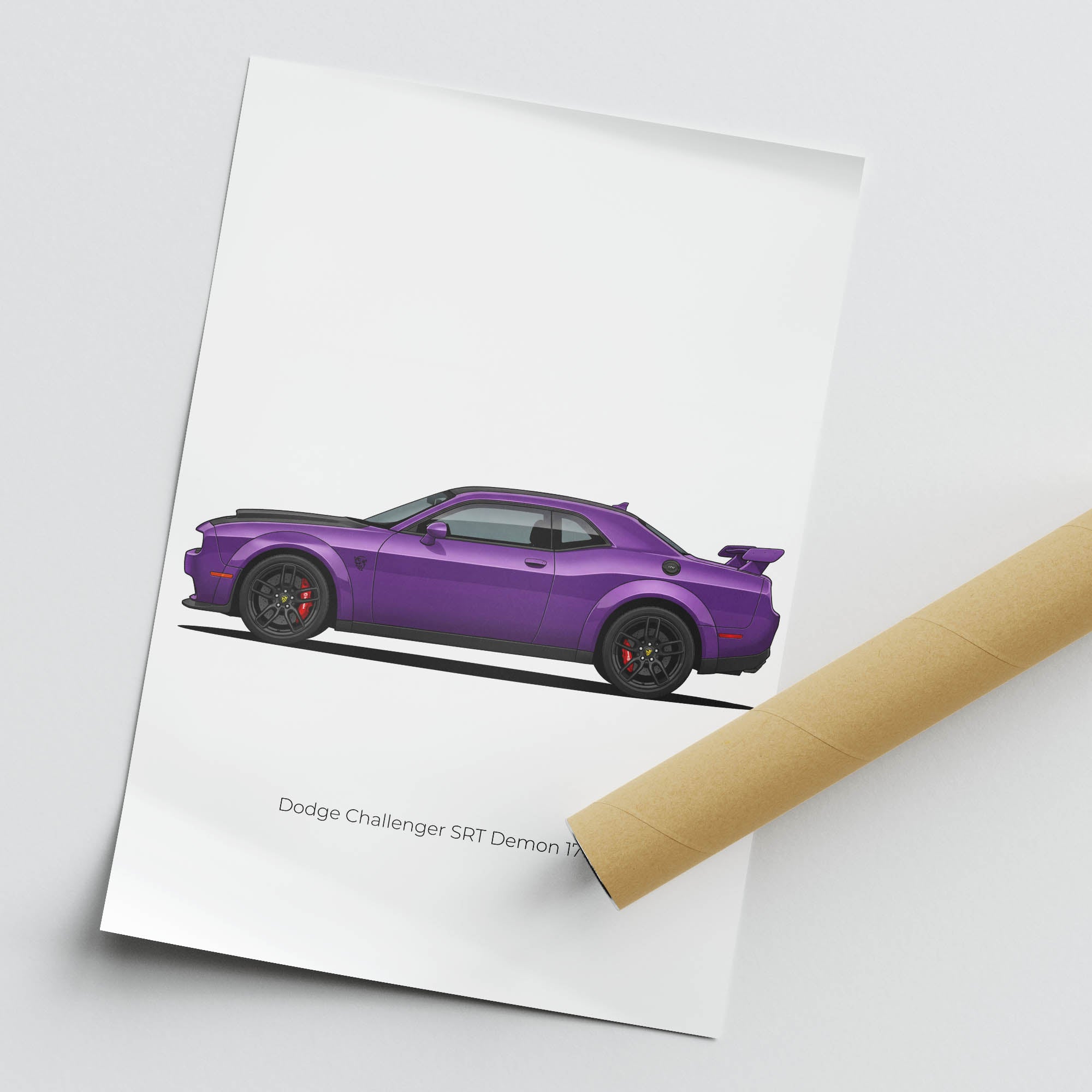 Dodge Challenger Poster – 2023 SRT Demon 170 Plum Crazy Purple Muscle Car Art