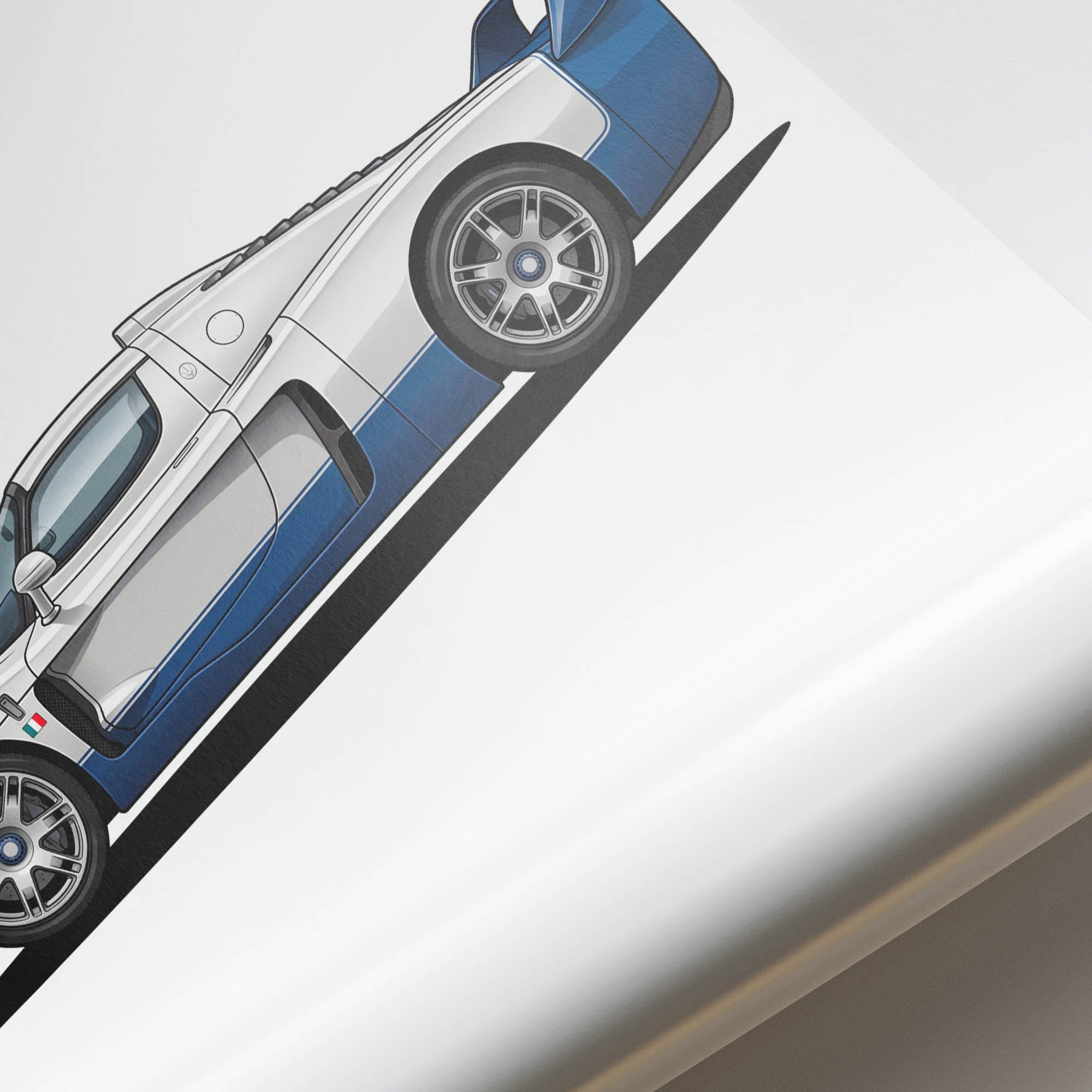 Maserati Mc12 Poster - 2005 White Blue Car Wall Art | Limited Edition Print